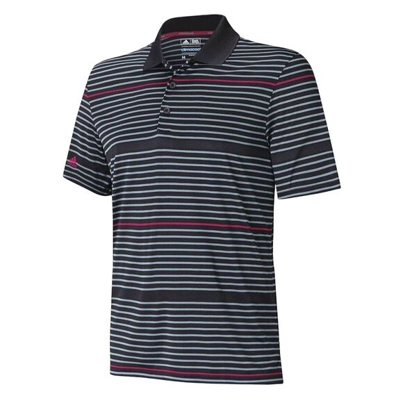 adidas Other - Adidas ClimaCool Mens Polo Shirt Top Stripe Black Smoke Blue L